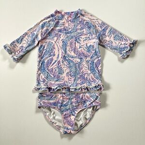Lilly Pulitzer Pink and Blue Rashguard Swim Suit